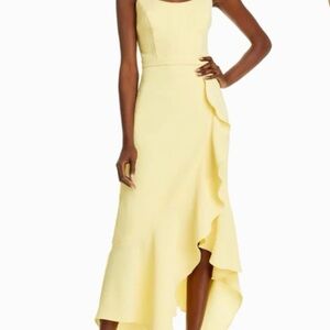 Aqua Midi Yellow Ruffle Dress